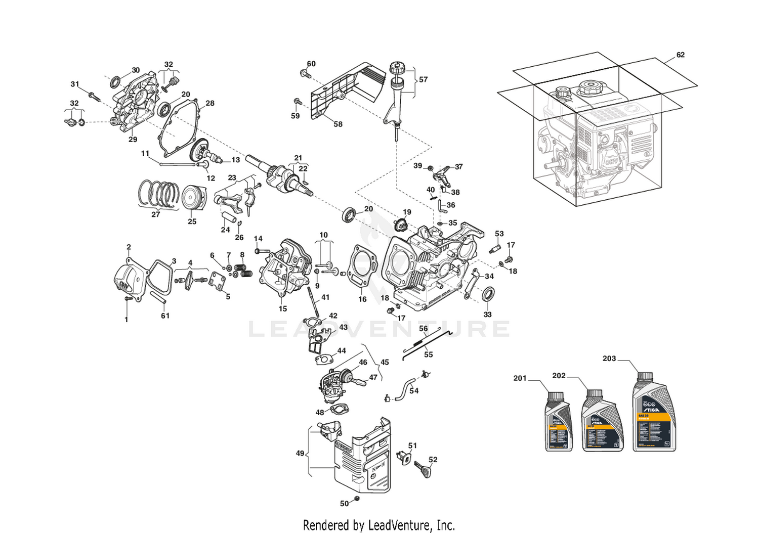 Engine WS 210 - Piston, Crankshaft