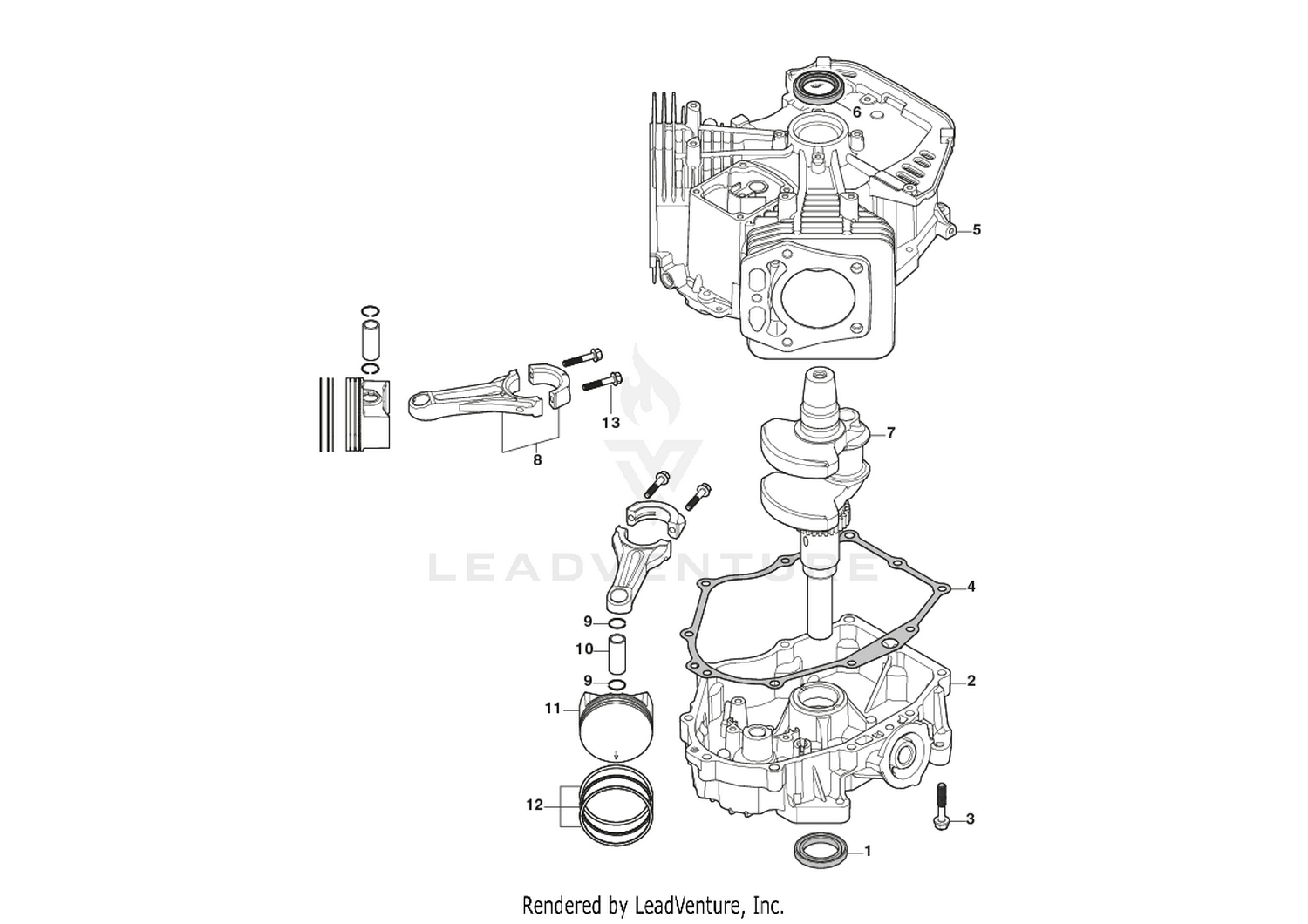 Piston, Crankshaft, Crankcase