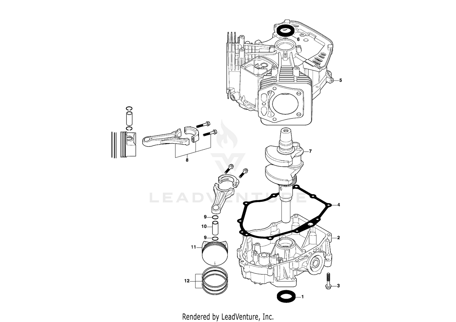 Piston, Crankshaft, Crankcase