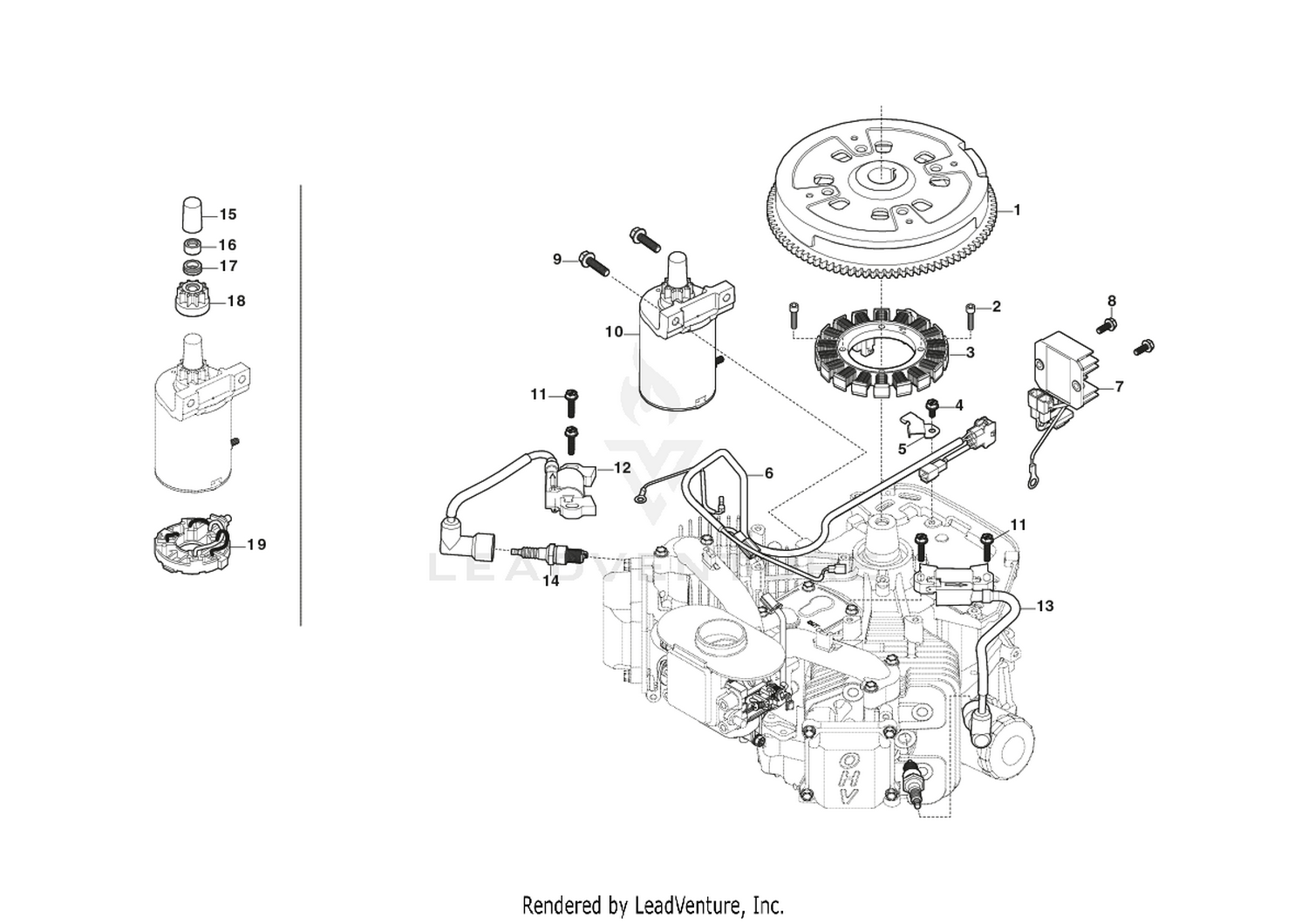 Ignition Coil, Starter Motor, Flywheel