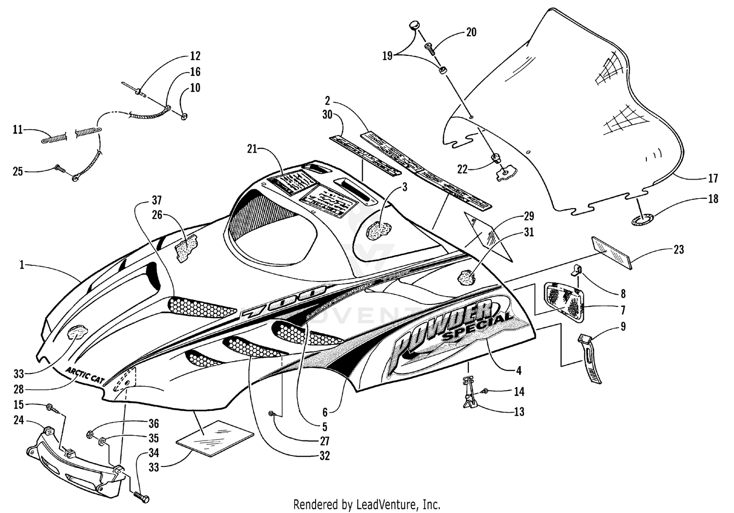 HOOD AND WINDSHIELD ASSEMBLY [70655]
