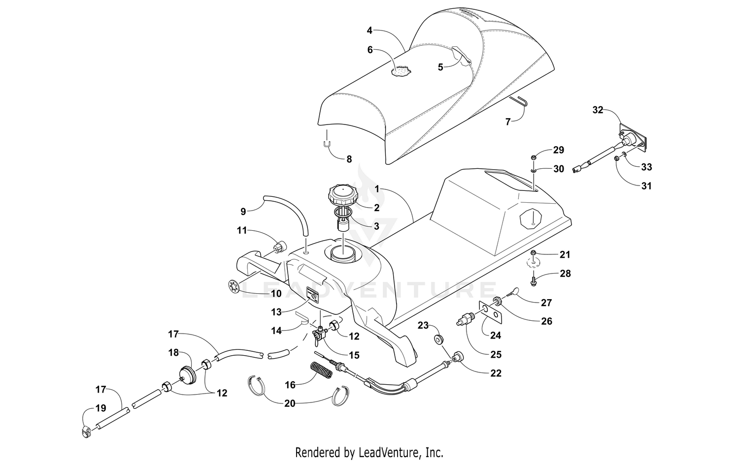 GAS TANK, SEAT, AND TAILLIGHT ASSEMBLY [110702]