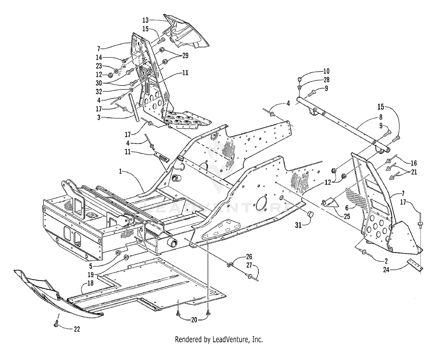FRONT FRAME AND FOOTREST ASSEMBLY [54115]