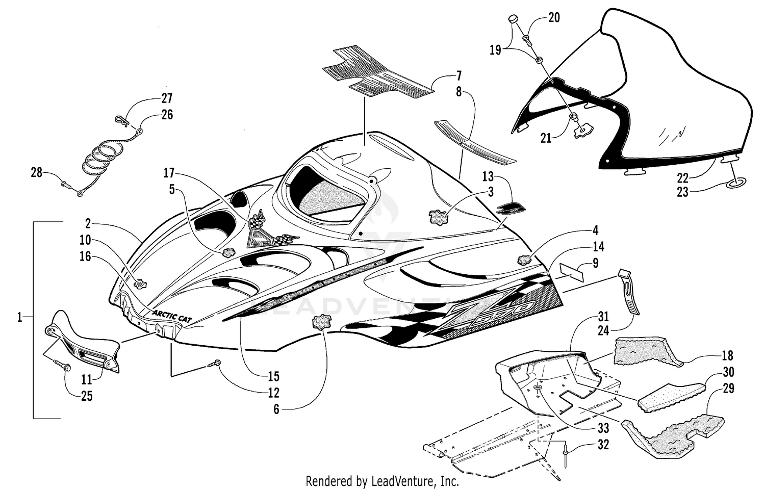 HOOD AND WINDSHIELD ASSEMBLY [53689]