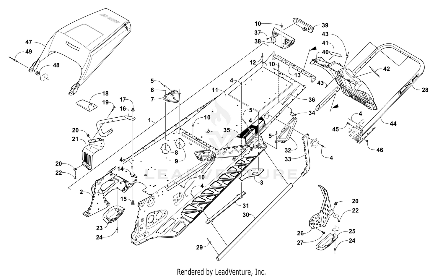 TUNNEL, REAR BUMPER, AND SNOWFLAP ASSEMBLY [104469]