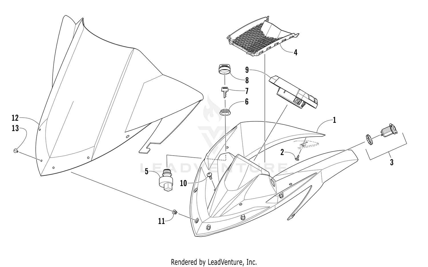 WINDSHIELD AND INSTRUMENTS ASSEMBLIES [104422]