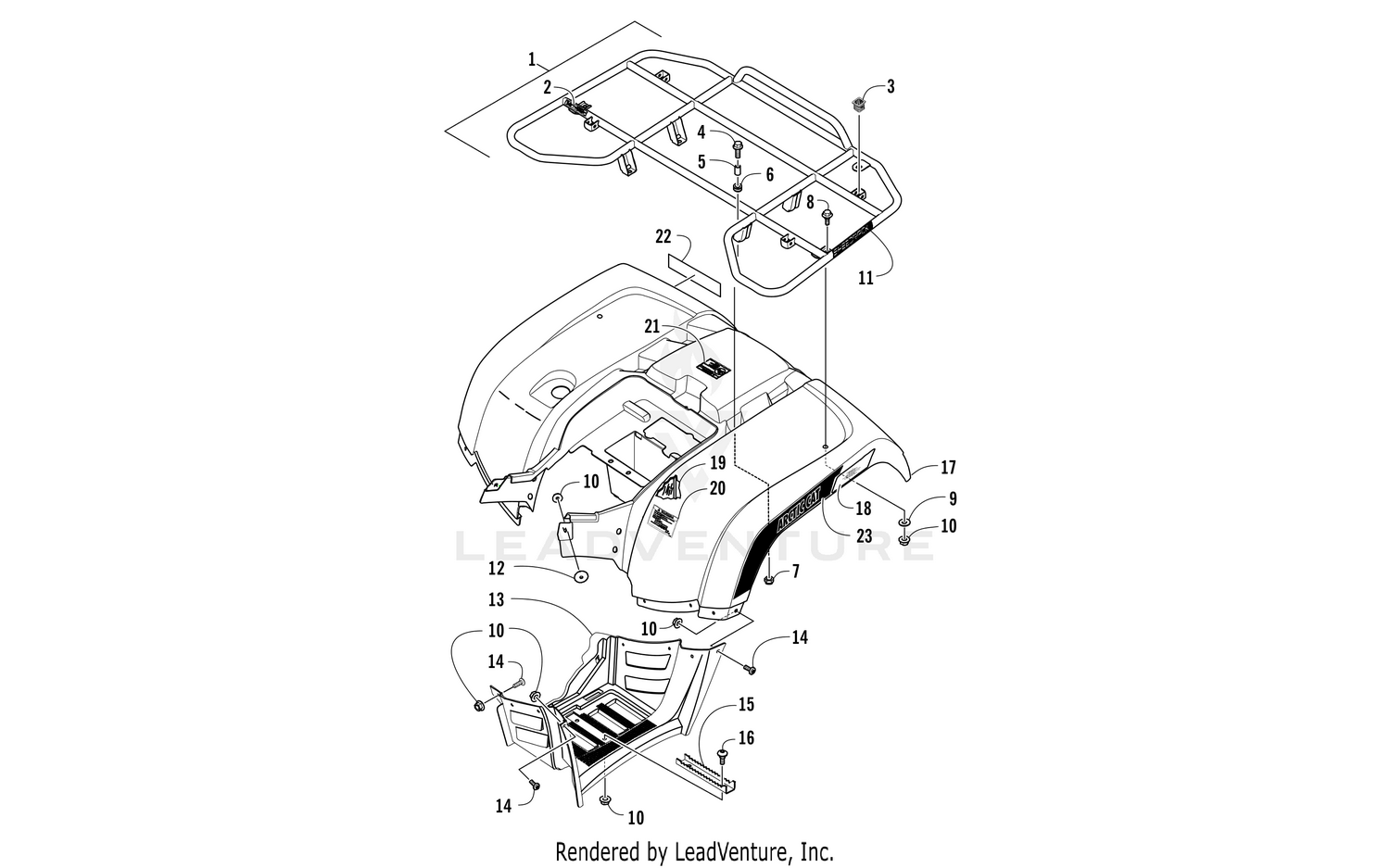 REAR RACK, BODY PANEL, AND FOOTWELL ASSEMBLIES [301707]
