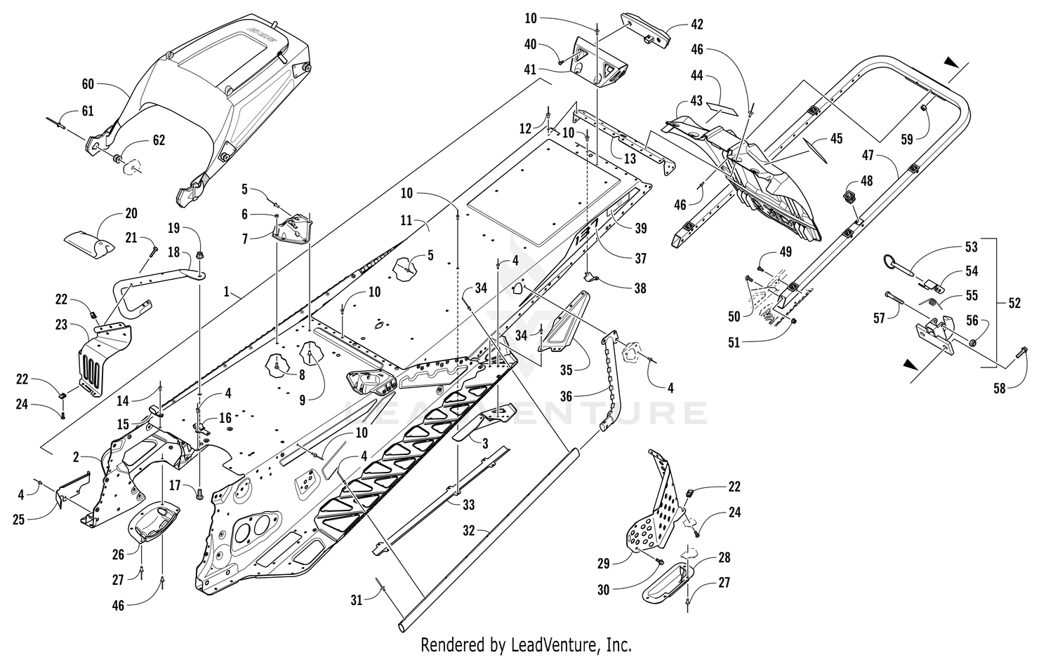TUNNEL, REAR BUMPER, AND SNOWFLAP ASSEMBLY [104344]