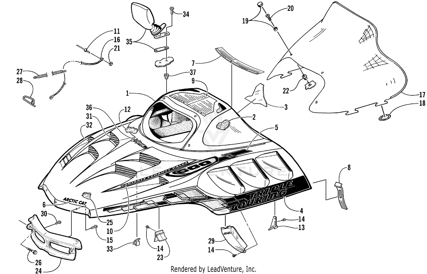HOOD AND WINDSHIELD ASSEMBLY [75976]