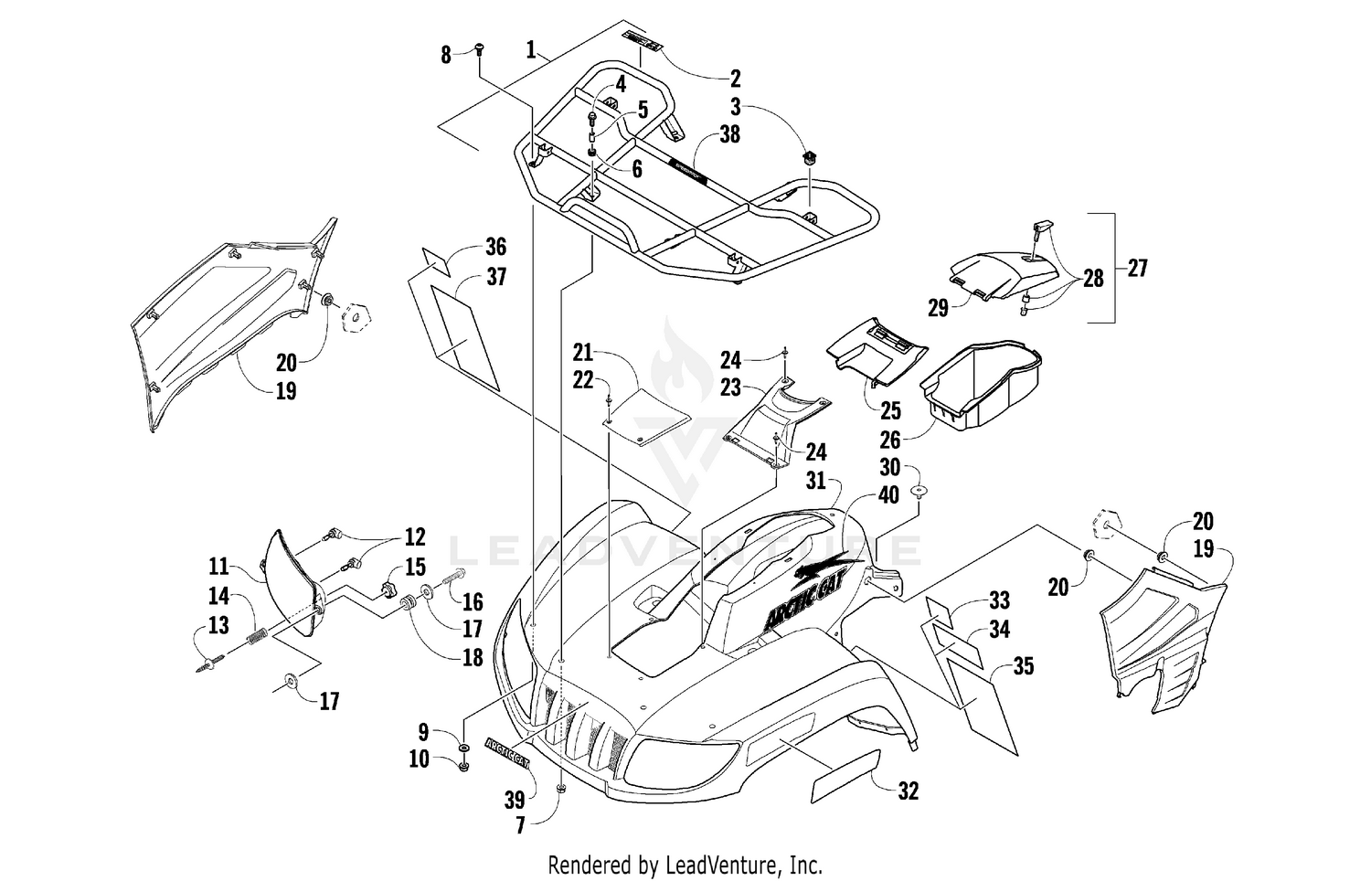 FRONT RACK, BODY PANEL, AND HEADLIGHT ASSEMBLIES [89211]