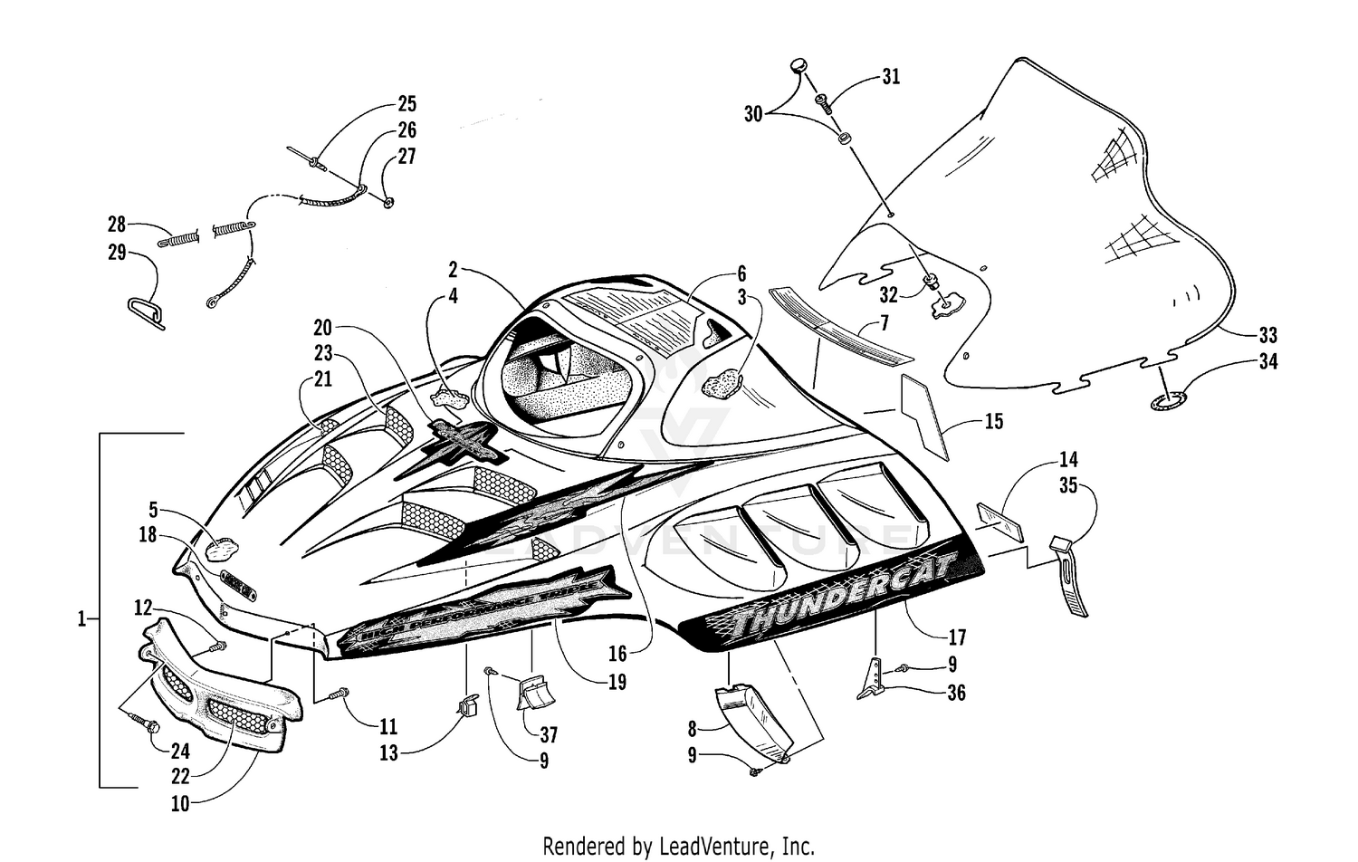 HOOD AND WINDSHIELD ASSEMBLY [76998]
