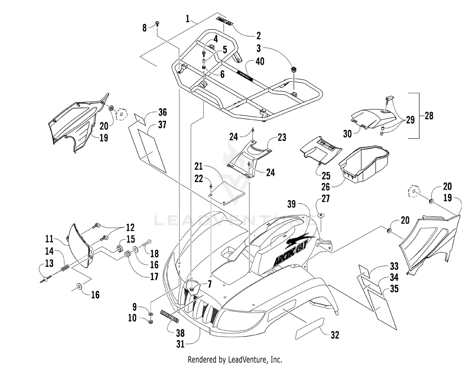 FRONT RACK, BODY PANEL, AND HEADLIGHT ASSEMBLIES [89036]