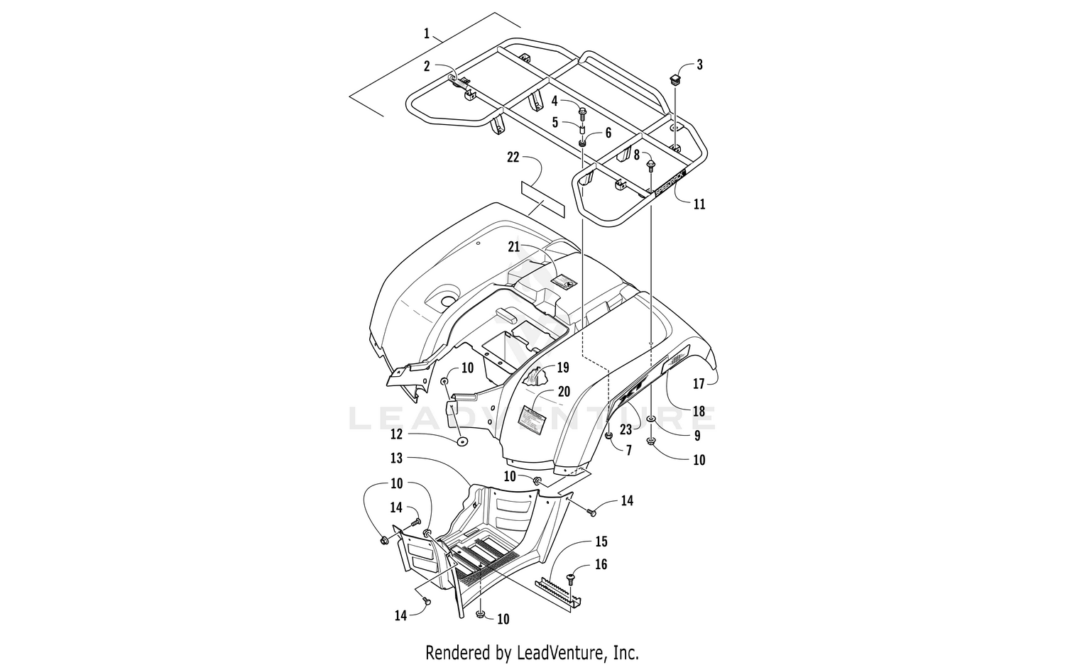 REAR RACK, BODY PANEL, AND FOOTWELL ASSEMBLIES [301743]