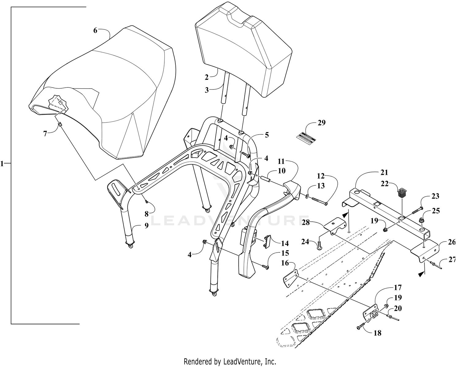 PASSENGER SEAT AND BACKREST ASSEMBLY [109242]