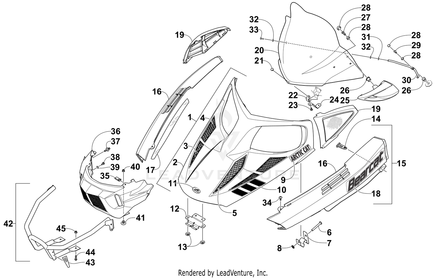 HOOD, WINDSHIELD, AND FRONT BUMPER ASSEMBLY [101645]
