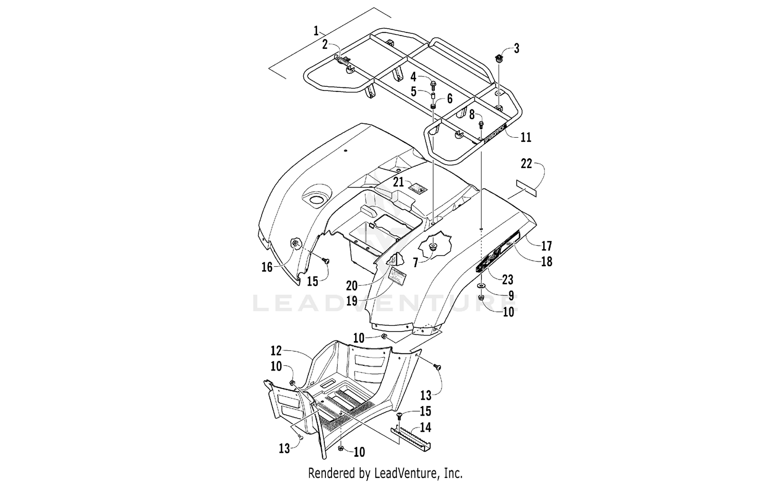REAR RACK, BODY PANEL, AND FOOTWELL ASSEMBLIES [99772]