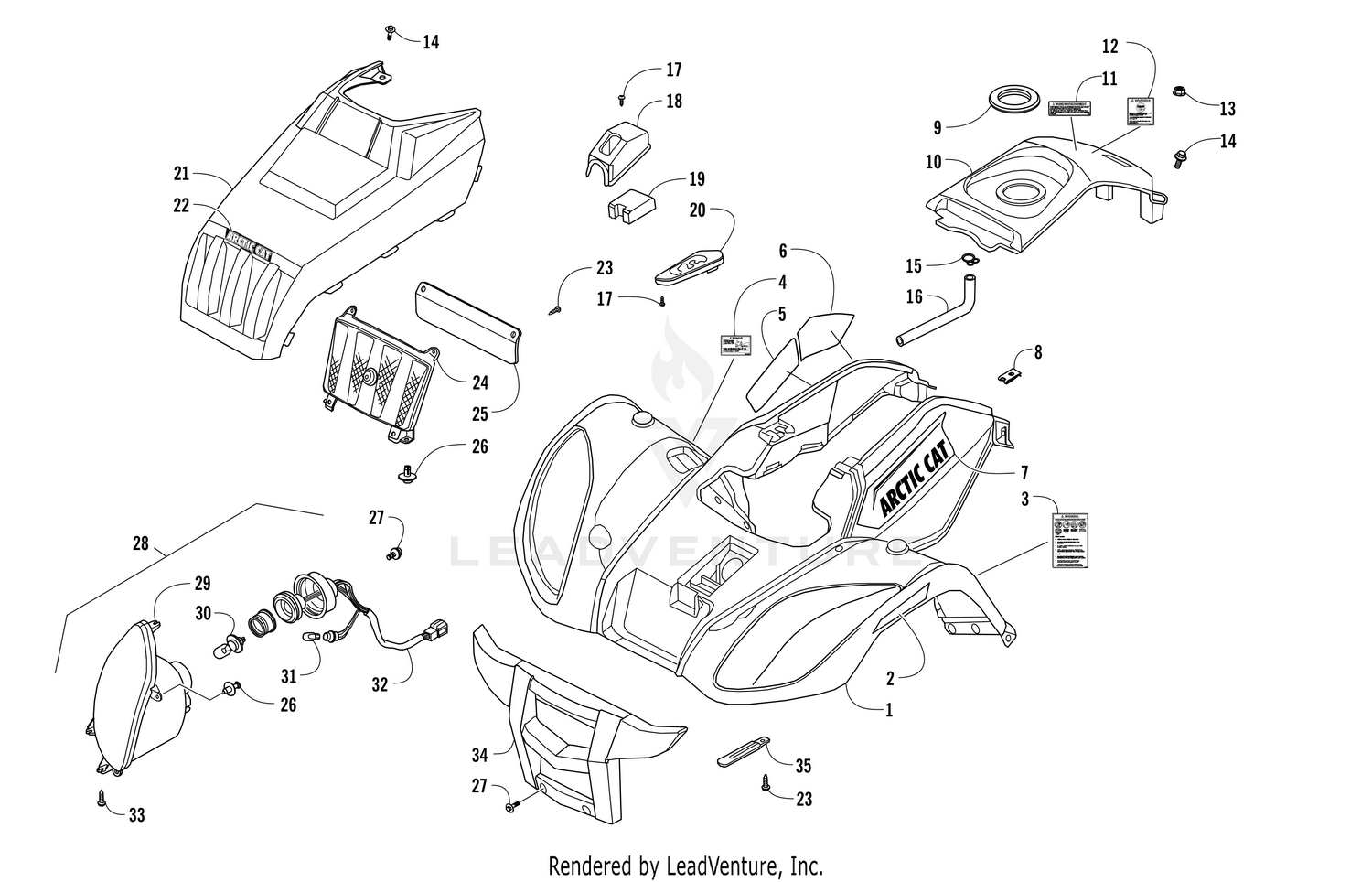 FRONT BODY PANEL AND HEADLIGHT ASSEMBLIES [302036]