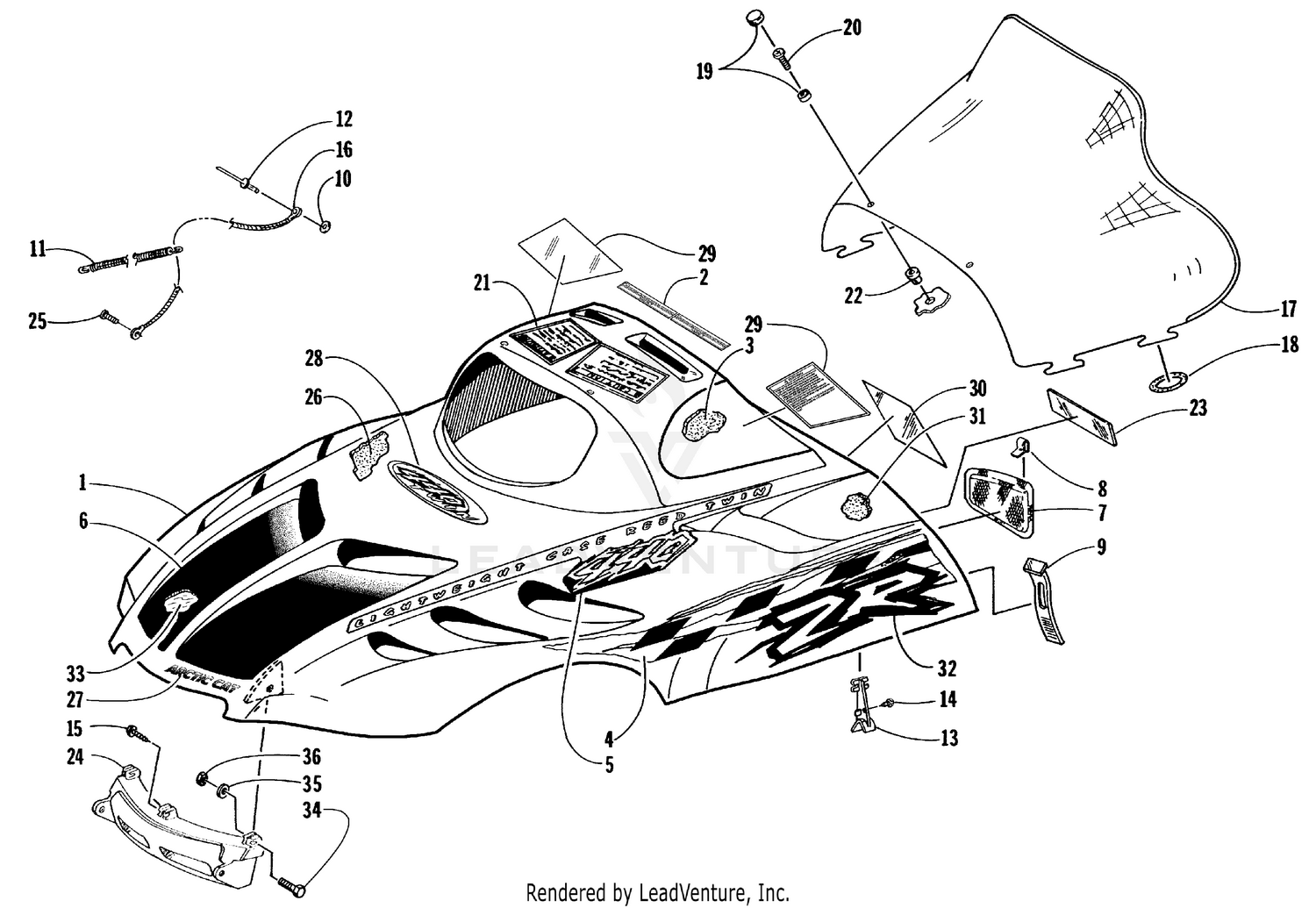 HOOD AND WINDSHIELD ASSEMBLY [67175]