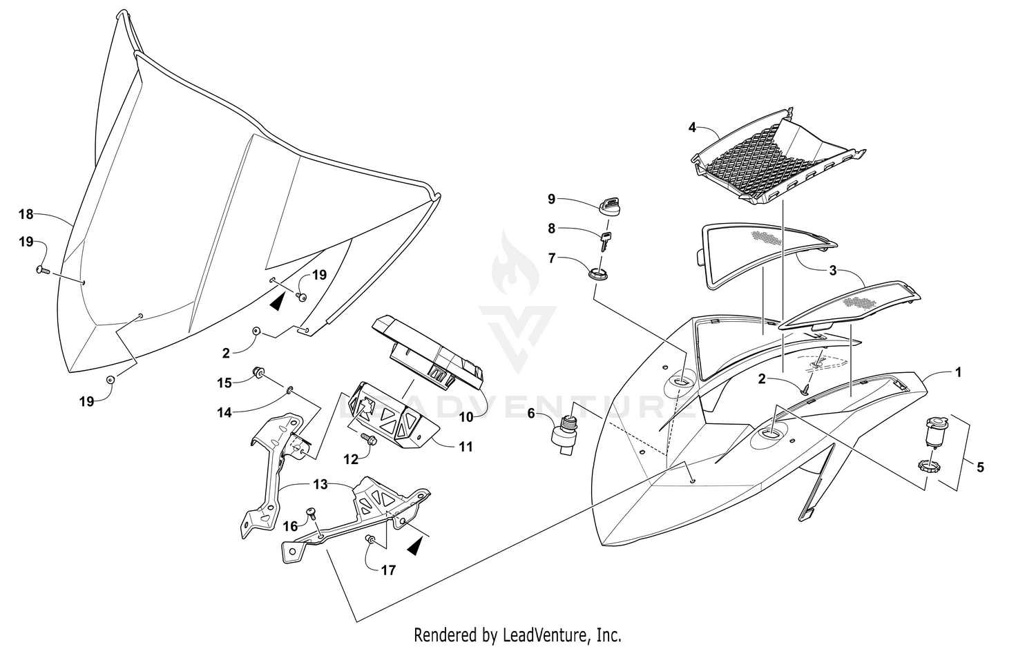 WINDSHIELD AND INSTRUMENTS ASSEMBLIES [104607]