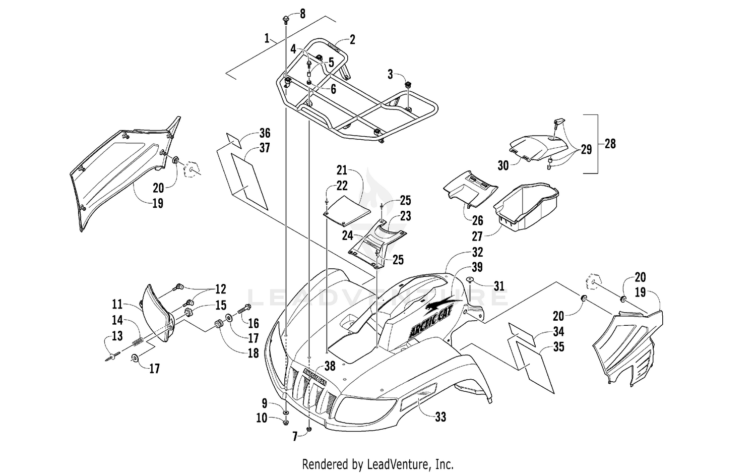 FRONT RACK, BODY PANEL, AND HEADLIGHT ASSEMBLIES [92030]