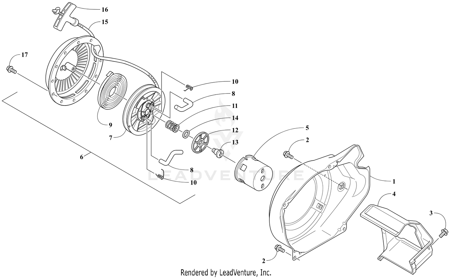 RECOIL STARTER AND AIR SHROUD ASSEMBLY [106091]