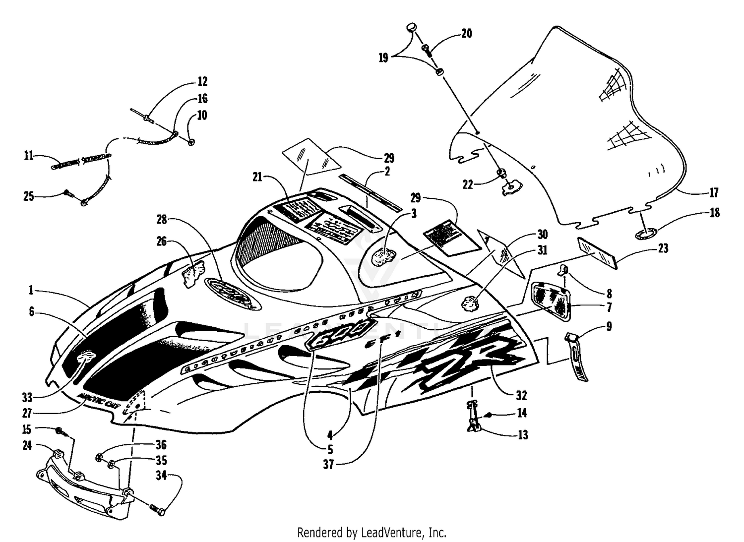 HOOD AND WINDSHIELD ASSEMBLY [67266]