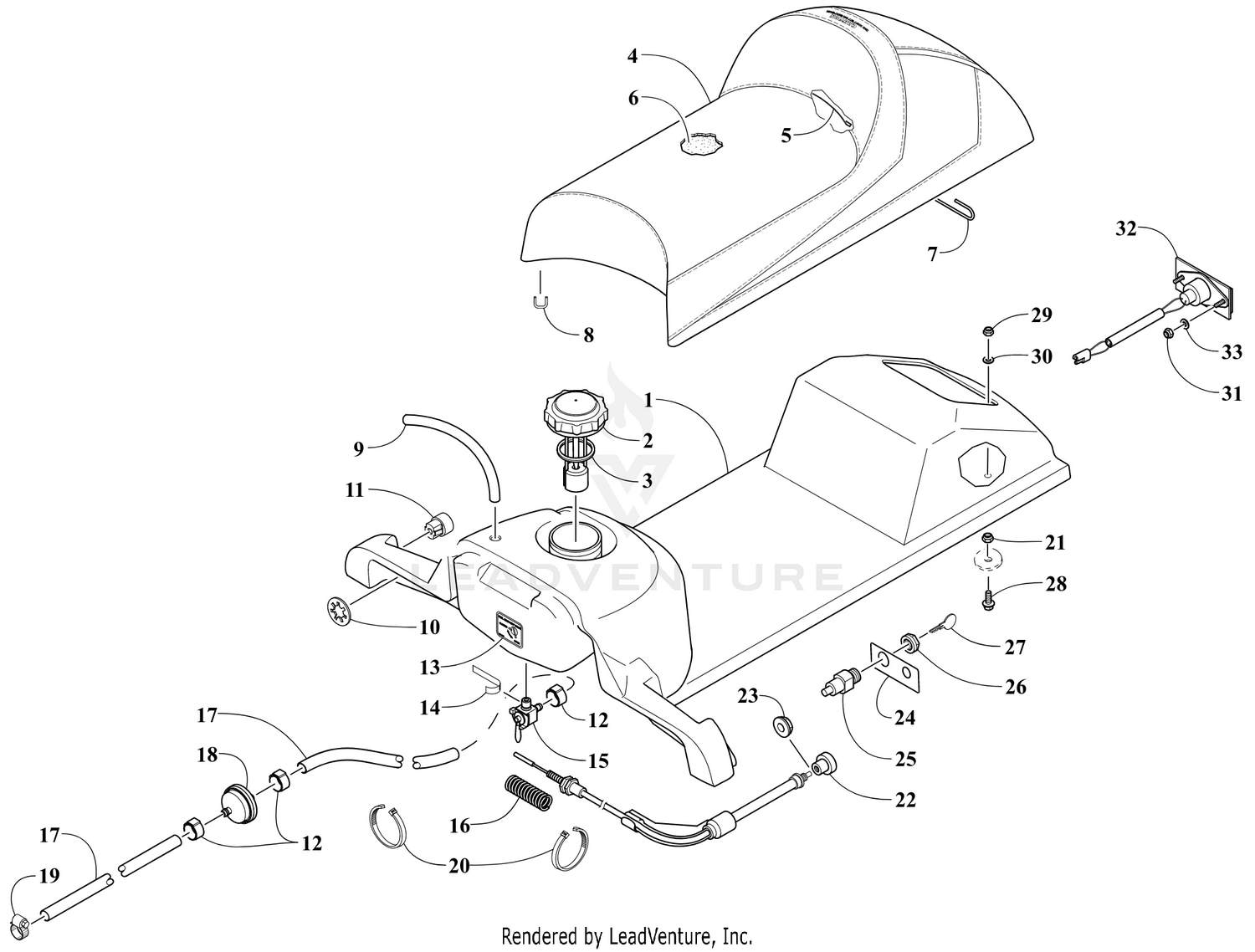 GAS TANK, SEAT, AND TAILLIGHT ASSEMBLY [106109]