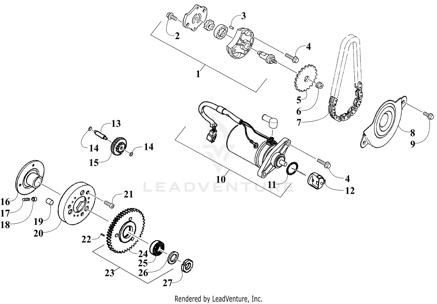 STARTER MOTOR AND OIL PUMP ASSEMBLY [302056]