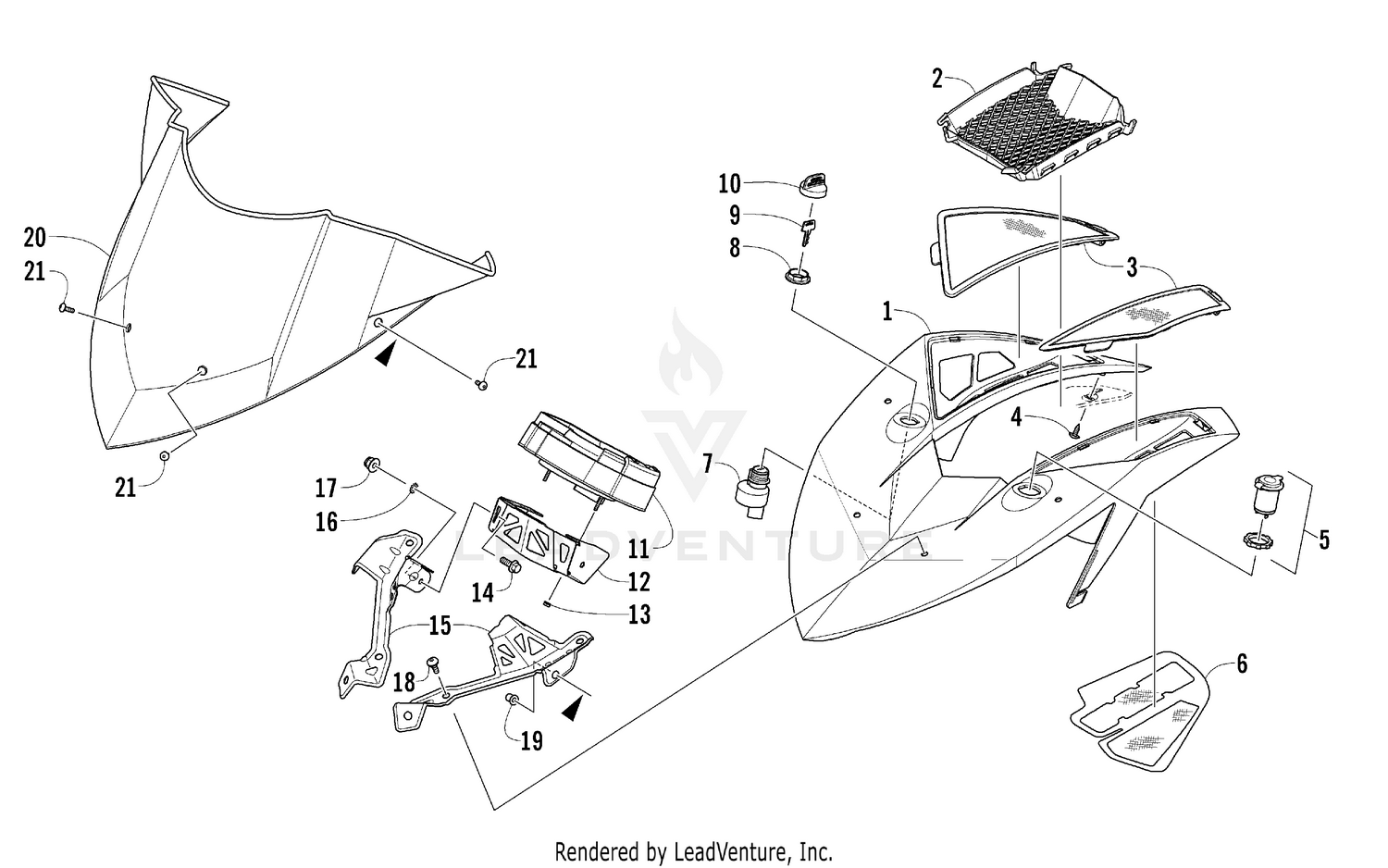 WINDSHIELD AND INSTRUMENTS ASSEMBLIES [99107]