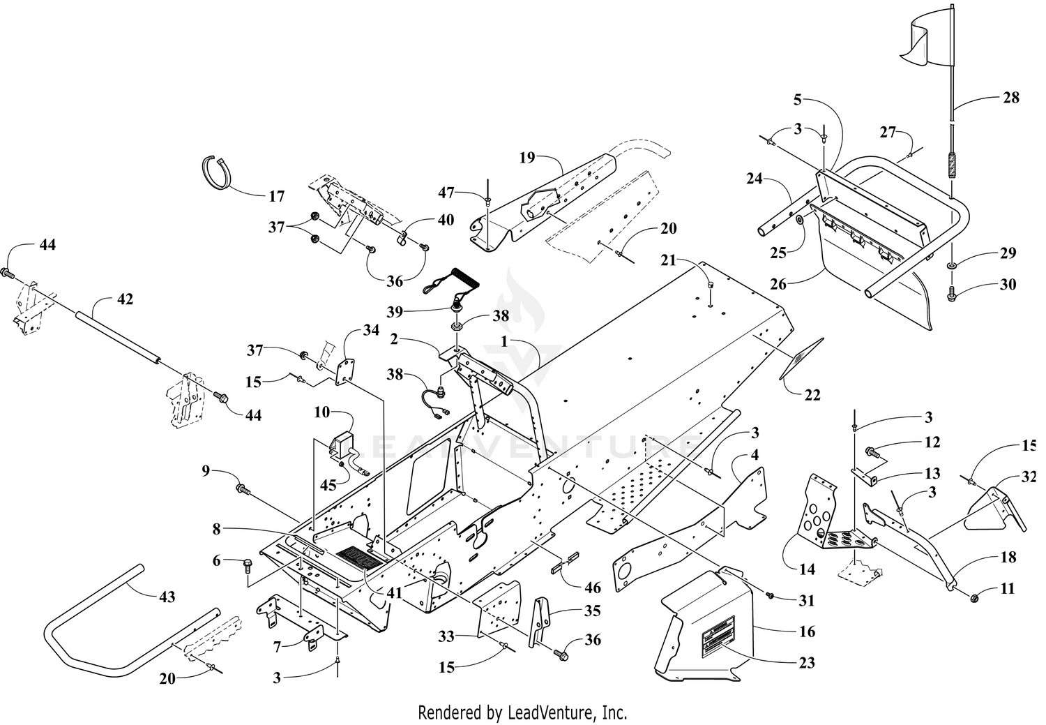 CHASSIS, FOOTREST, AND REAR BUMPER ASSEMBLY [110808]