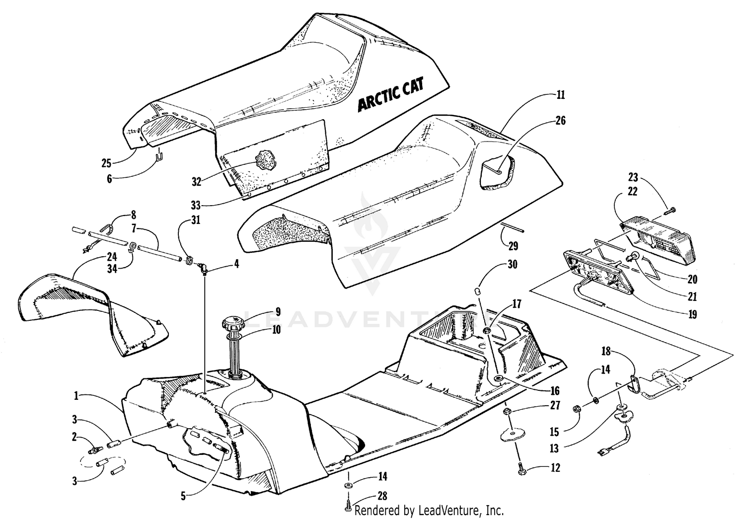 GAS TANK, SEAT, AND TAILLIGHT ASSEMBLY [67165]