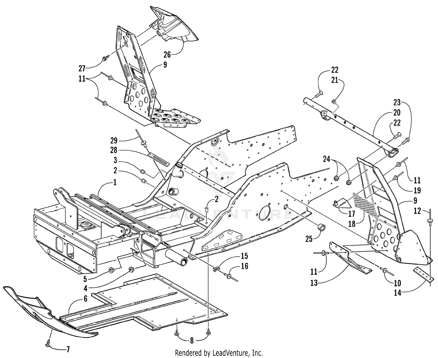 FRONT FRAME AND FOOTREST ASSEMBLY [76997]