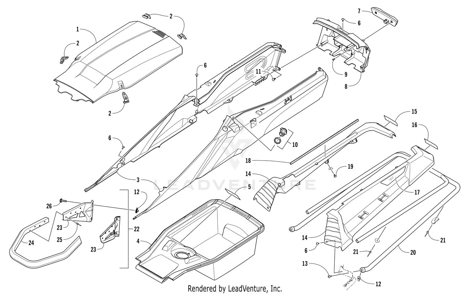BUMPER, STORAGE, AND TAILLIGHT ASSEMBLY [106297]
