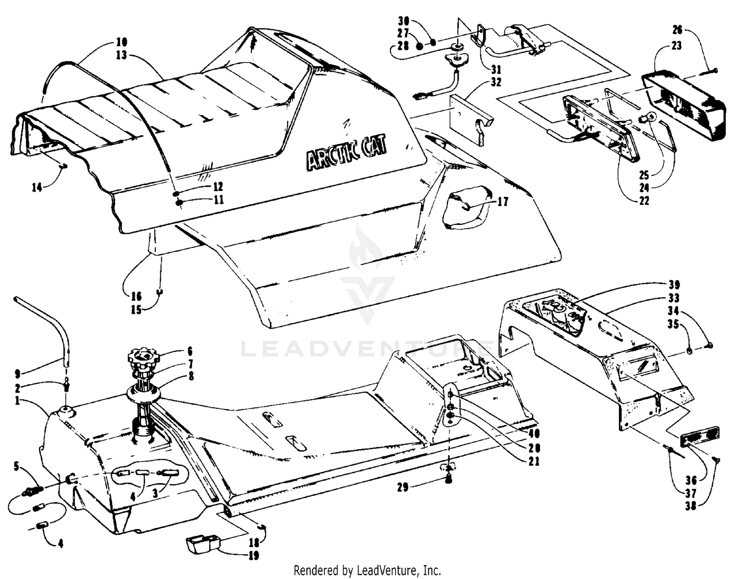 GAS TANK, SEAT, AND TAILLIGHT ASSEMBLIES [61128]