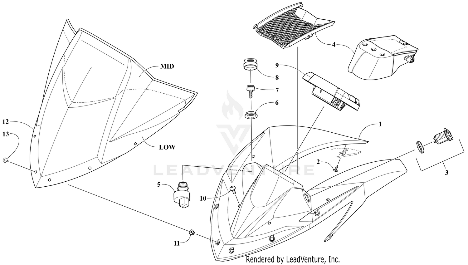 WINDSHIELD AND INSTRUMENTS ASSEMBLIES [106201]