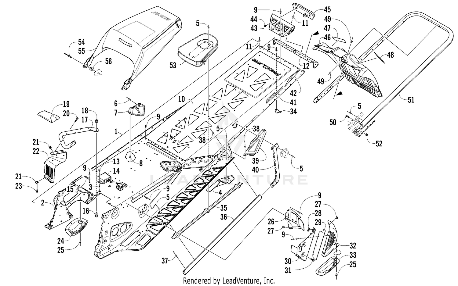 TUNNEL, REAR BUMPER, AND SNOWFLAP ASSEMBLY [96821]
