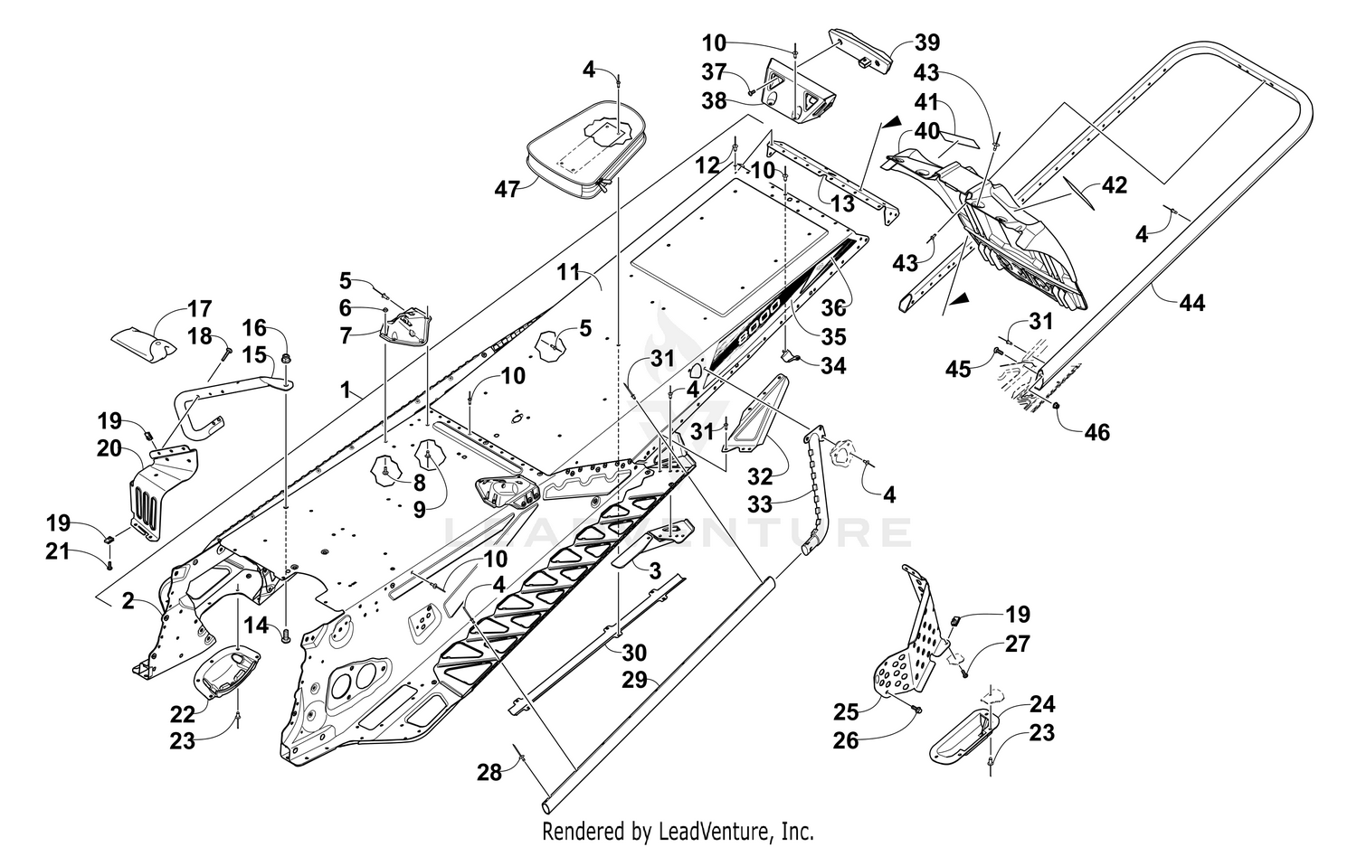 TUNNEL, REAR BUMPER, AND SNOWFLAP ASSEMBLY [101400]