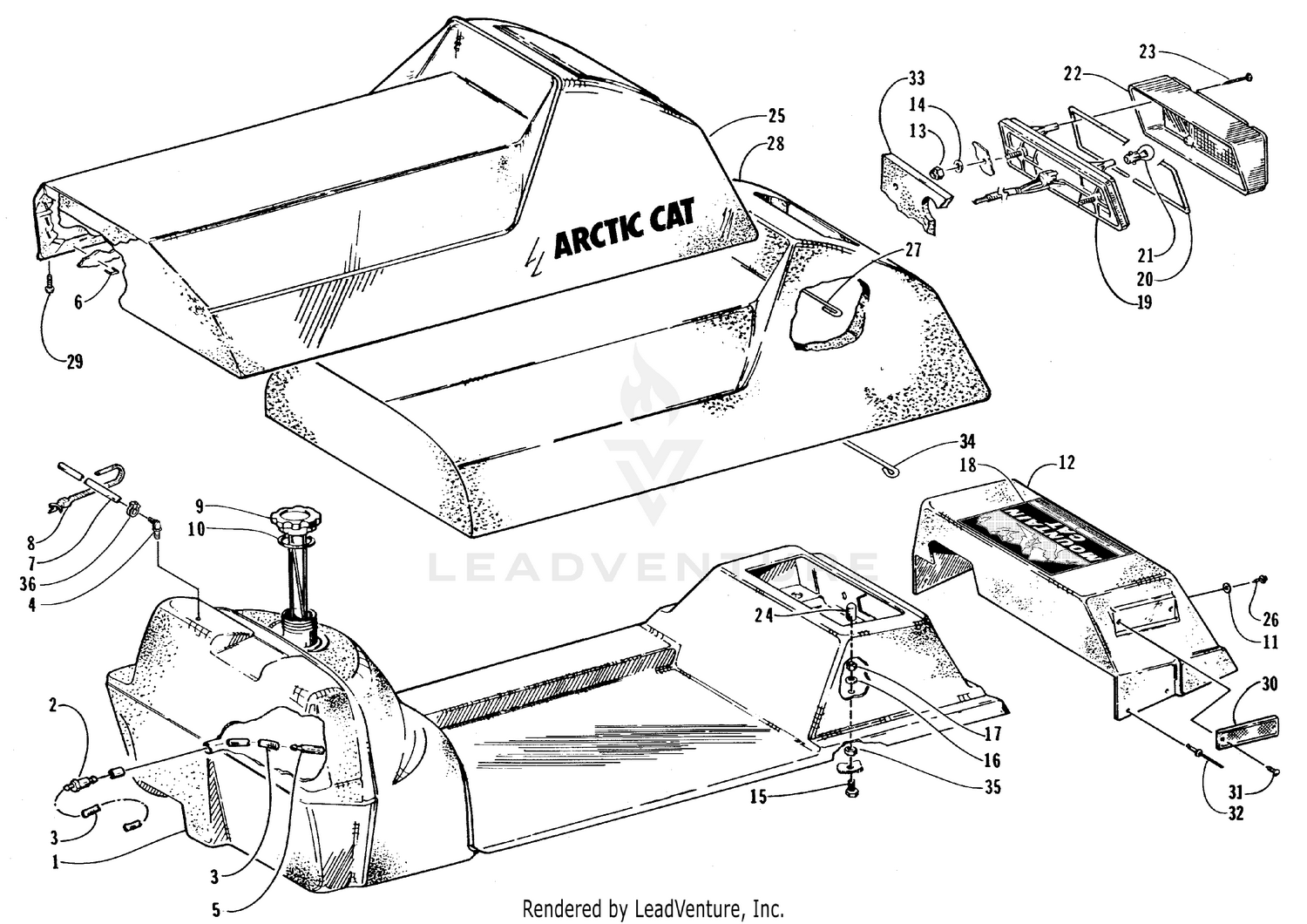 GAS TANK, SEAT, AND TAILLIGHT ASSEMBLY [67002]