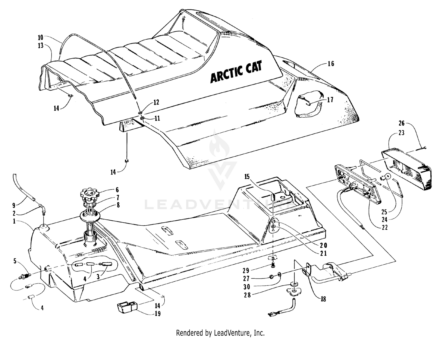 GAS TANK, SEAT, AND TAILLIGHT ASSEMBLIES [63955]
