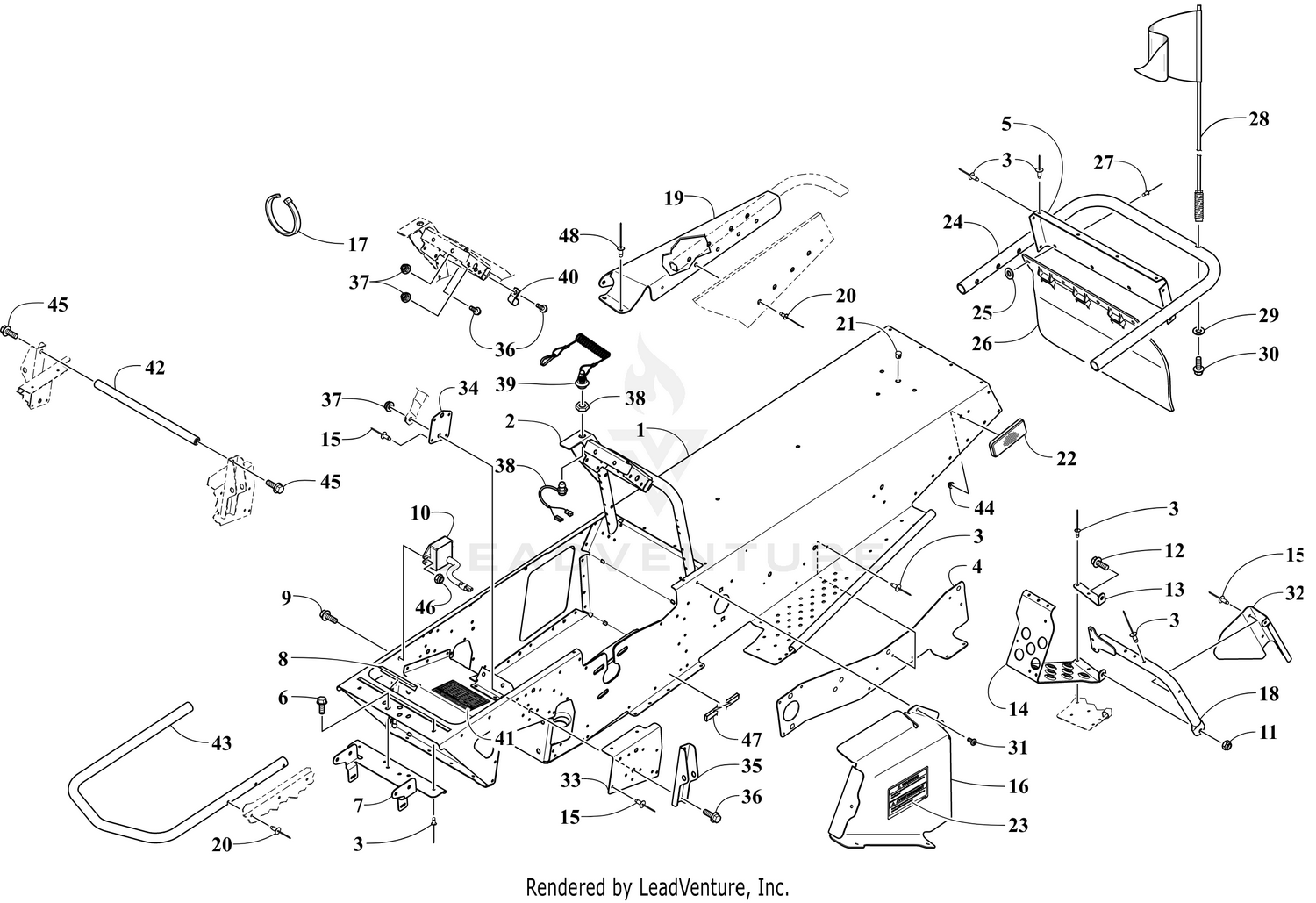 CHASSIS, FOOTREST, AND REAR BUMPER ASSEMBLY [110704]