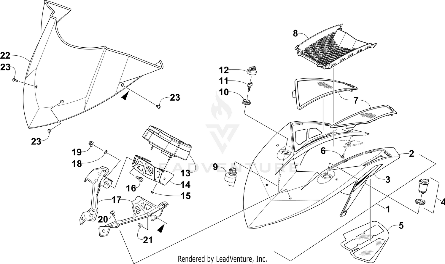 WINDSHIELD AND INSTRUMENTS ASSEMBLIES [103692]