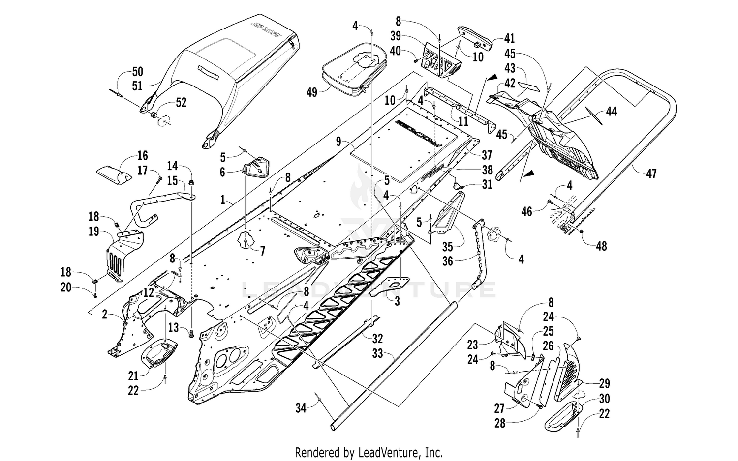 TUNNEL, REAR BUMPER, AND SNOWFLAP ASSEMBLY [96704]