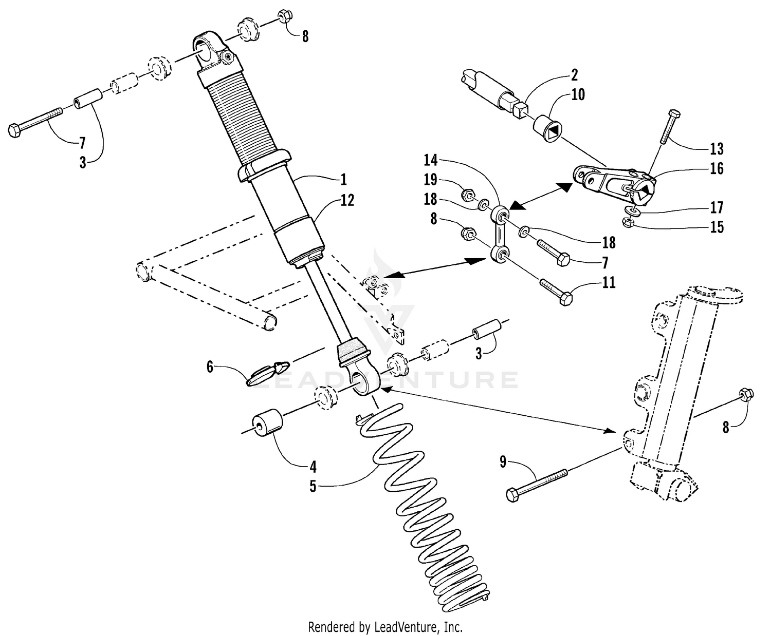 SHOCK ABSORBER AND SWAY BAR ASSEMBLY [76973]