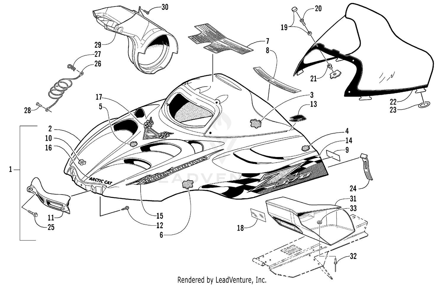 HOOD AND WINDSHIELD ASSEMBLY [77051]
