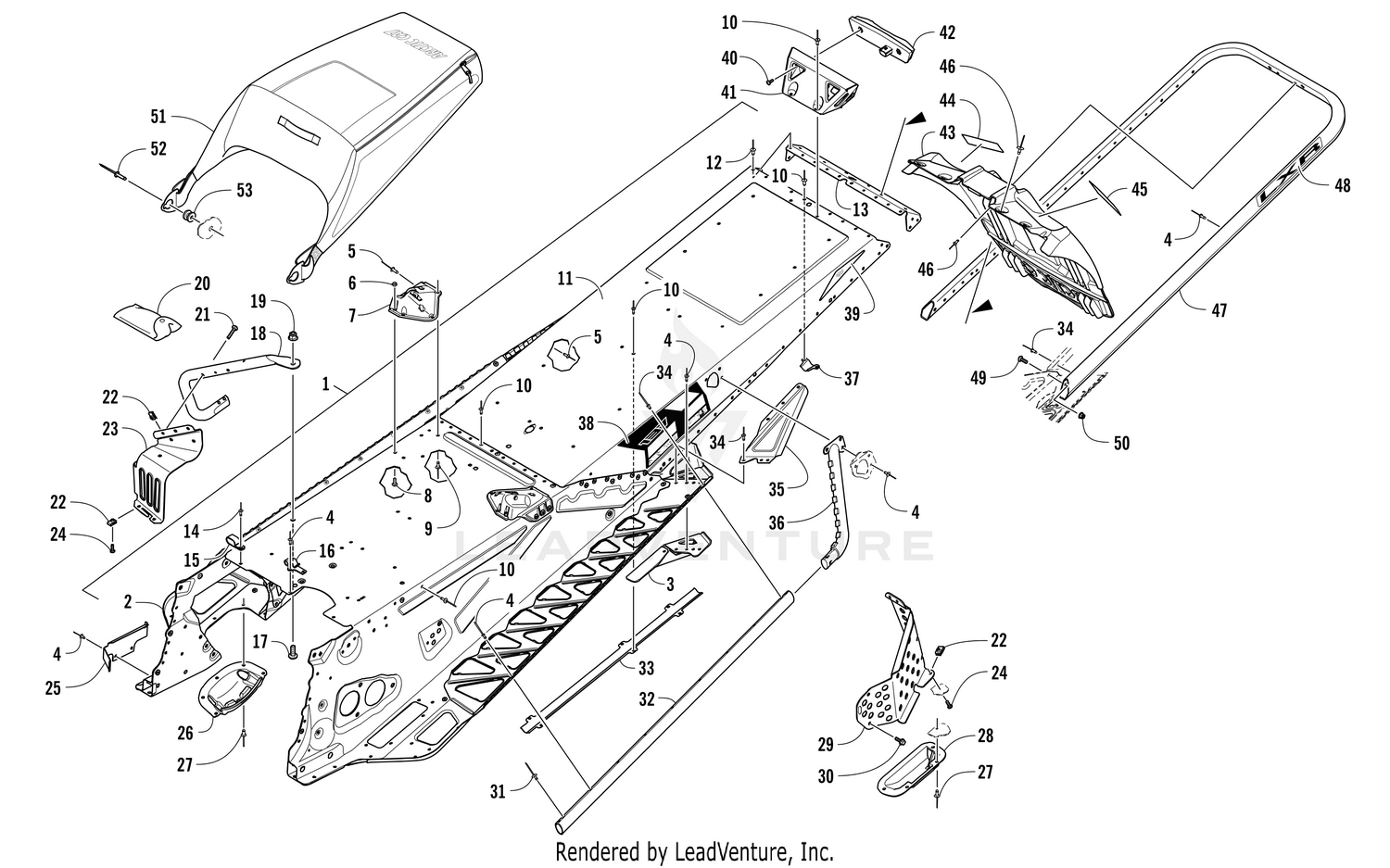TUNNEL, REAR BUMPER, AND SNOWFLAP ASSEMBLY [104226]