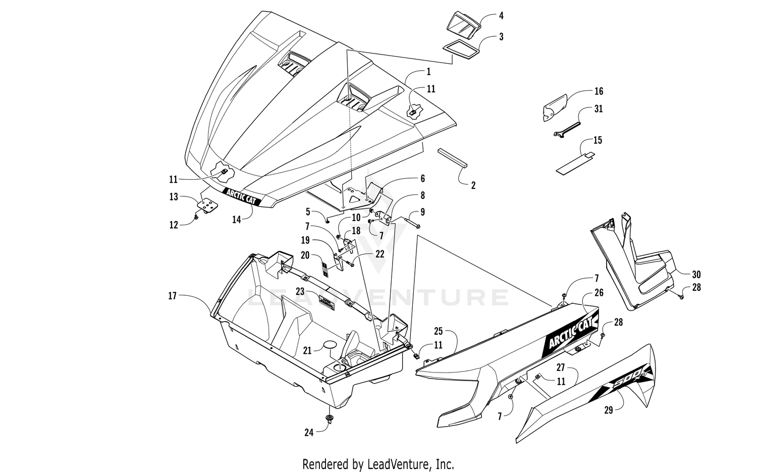 HOOD/FRONT STORAGE AND SIDE PANEL ASSEMBLY [301705]