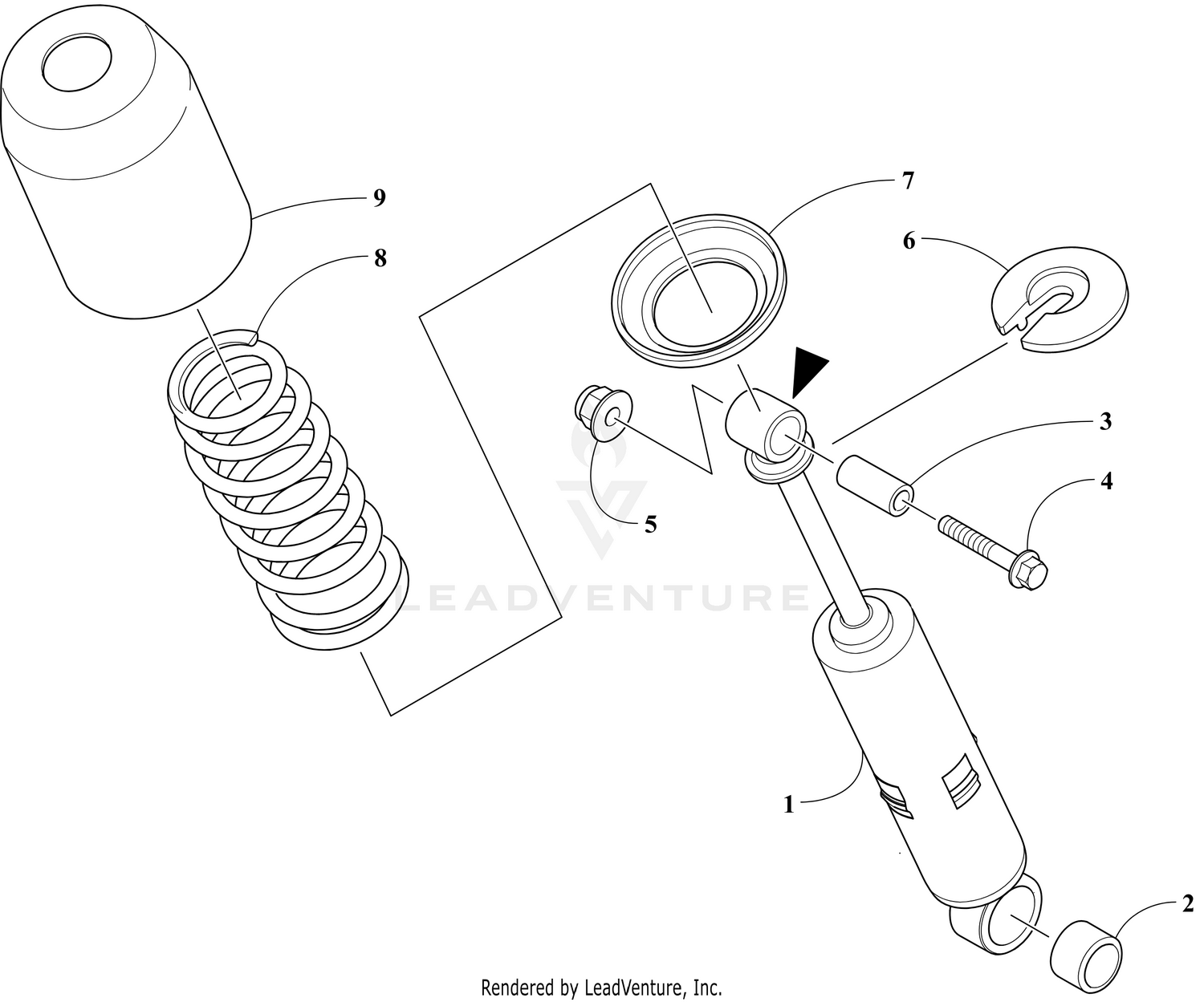 REAR SUSPENSION FRONT ARM SHOCK ABSORBER ASSEMBLY [109722]