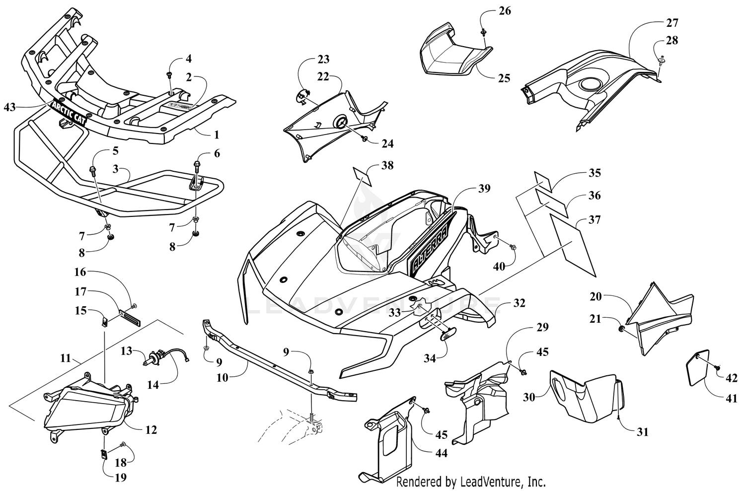 FRONT BODY, RACK, AND HEADLIGHT ASSEMBLY [301929]