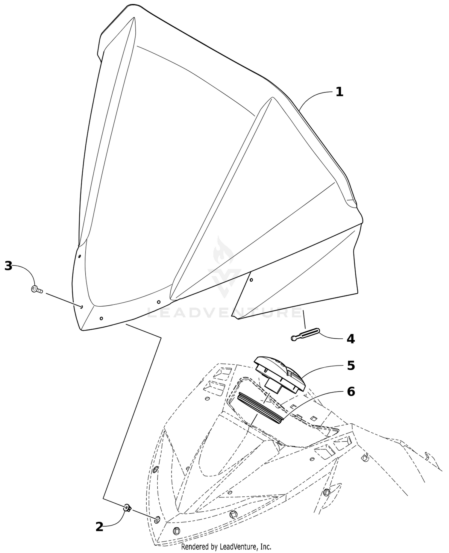 WINDSHIELD AND INSTRUMENTS ASSEMBLIES [106161]