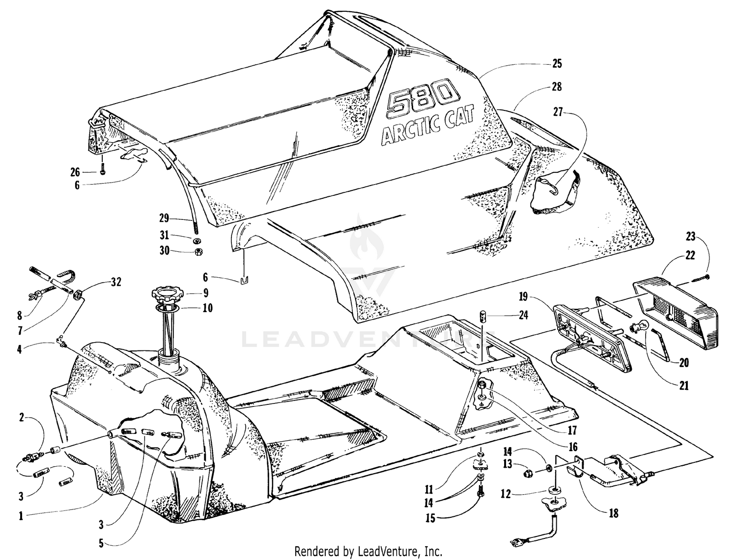 GAS TANK, SEAT, AND TAILLIGHT ASSEMBLY [63721]